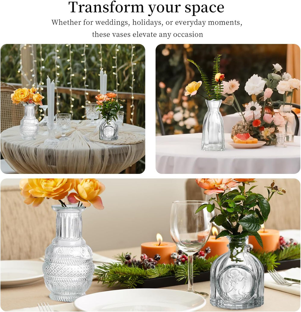 Glass Bud Vases Set of 32 - Assorted Small Mini Glass Vases for Flowers, Crys...