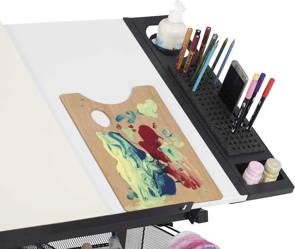 Fusion Drafting Table with Stool, Height Adjustable Desk with Tilt Top, Charc...