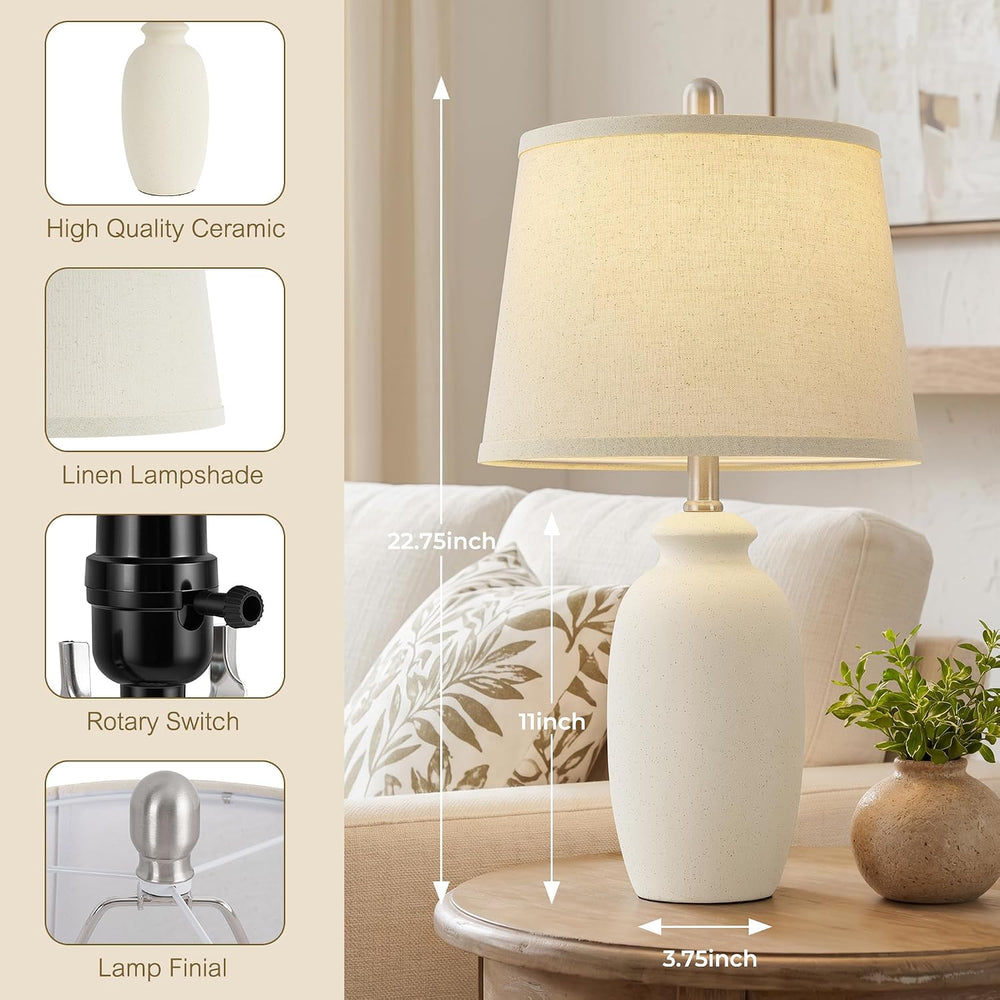 22.75" Ceramic Table Lamps Set of 2,Nightstand Lamps Bedside Lamps