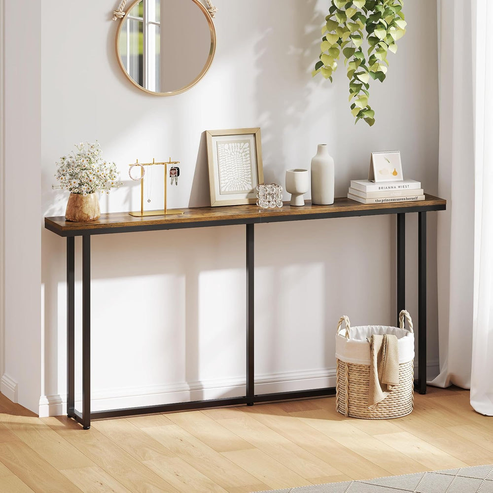 Yaheetech 63" Narrow Console Table Behind Couch & Entryway, Rustic B...