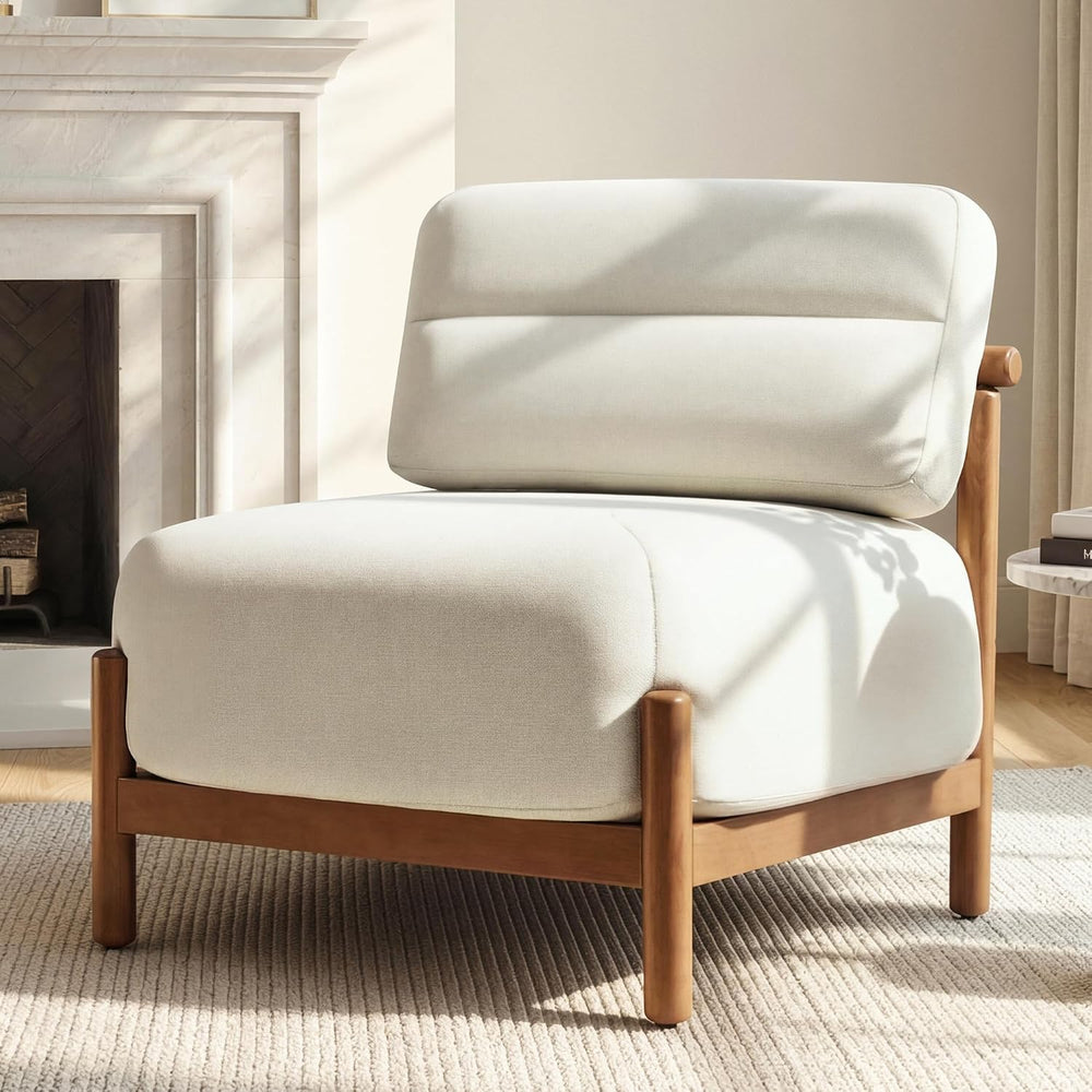 KISLOT, Mid Century Modern Accent Chair, Armless Lounge Chair, Linen