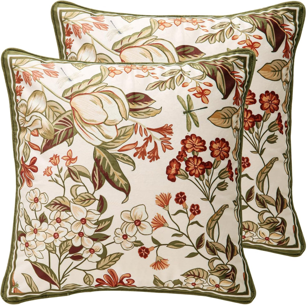 Designer Velvet Square Throw Pillow Covers,18"x18" Set of 2
