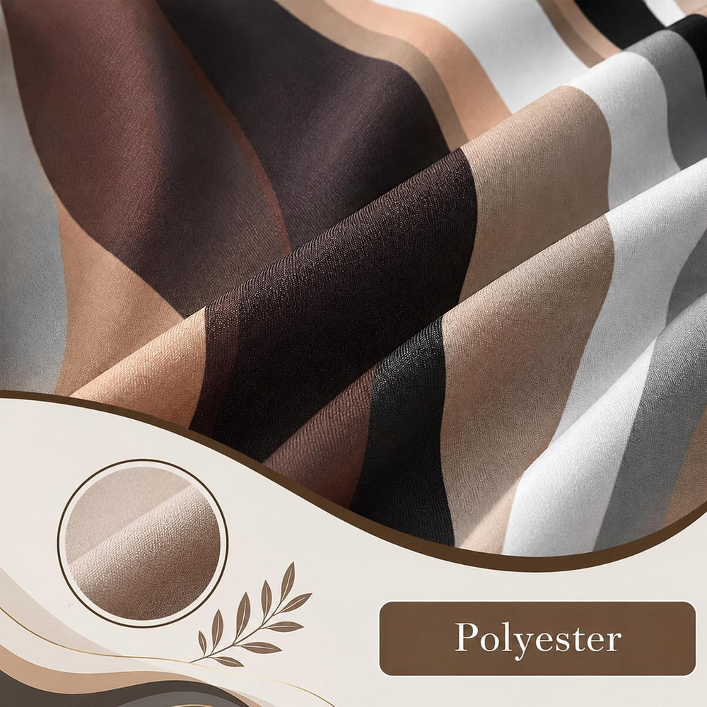 Brown Abstract Blackout Curtain, Stripe Black White Gray Aesthetic Art Window...