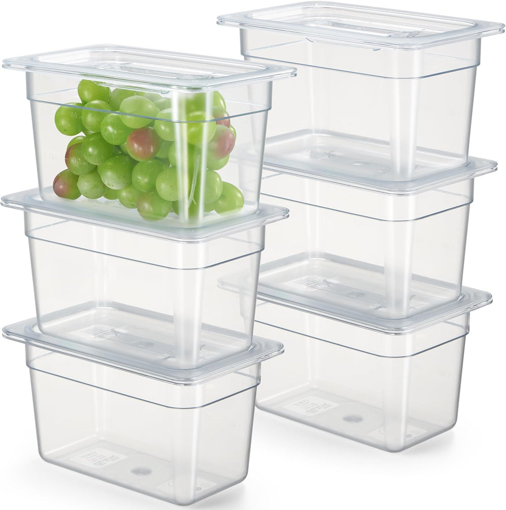 CURTA 6-Pack 1/4 Size 6" Deep NSF Polycarbonate Food Pans