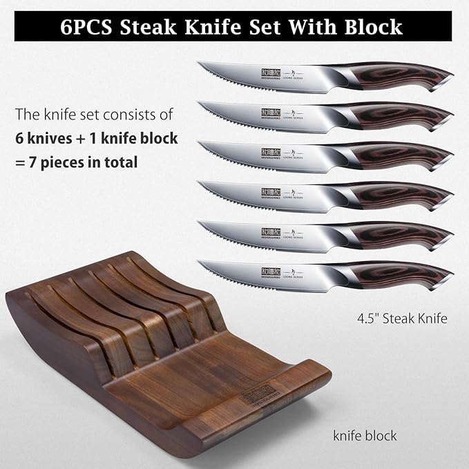 HOSHANHO Steak Knives Set of 6