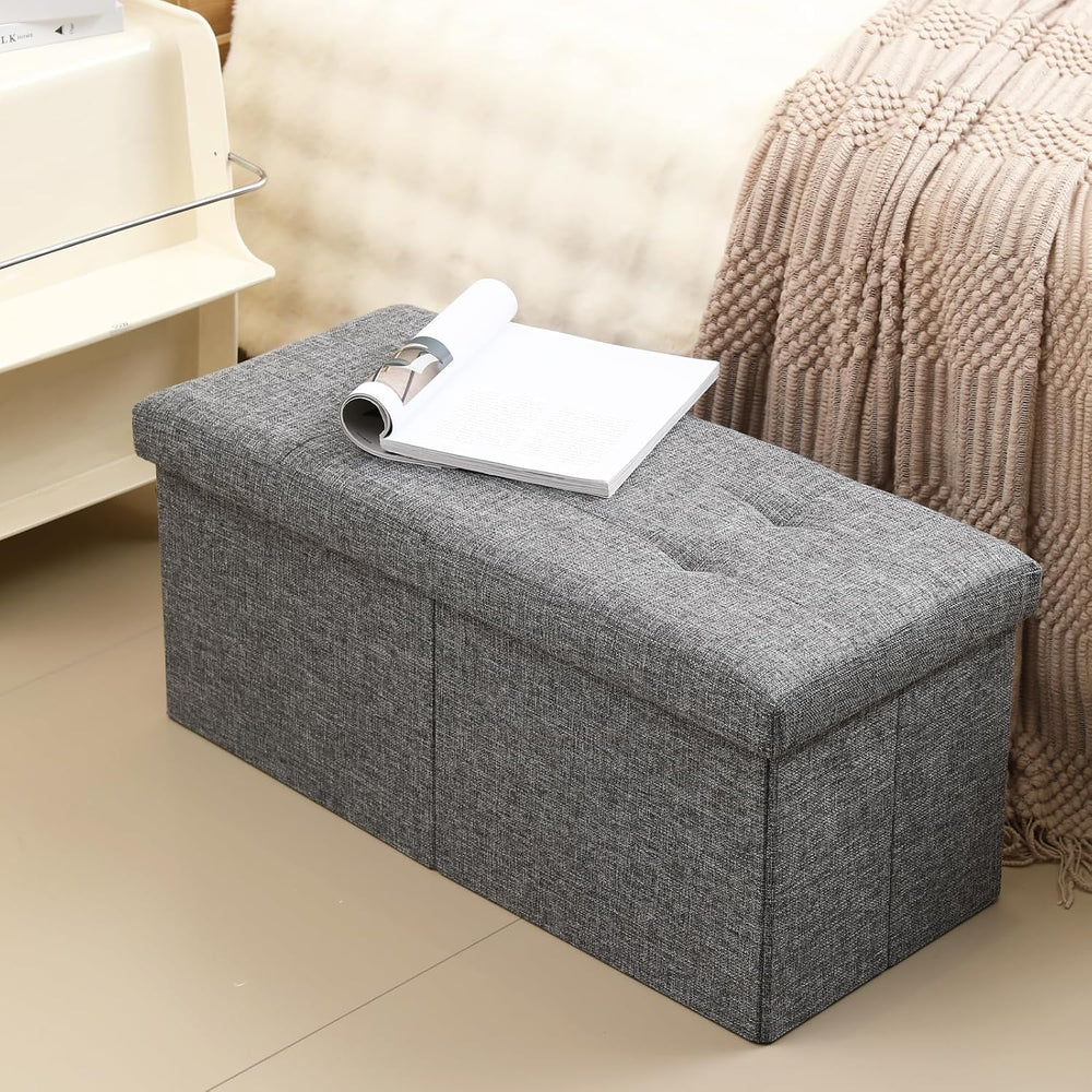 Storage Ottoman Bench Foldable Seat Footrest Shoe Bench End of Bed Storage wi...