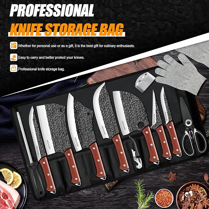 MDHAND Butcher Knife Set, Sharp Meat Cleaver Knife & Bone Chopper Knives ...