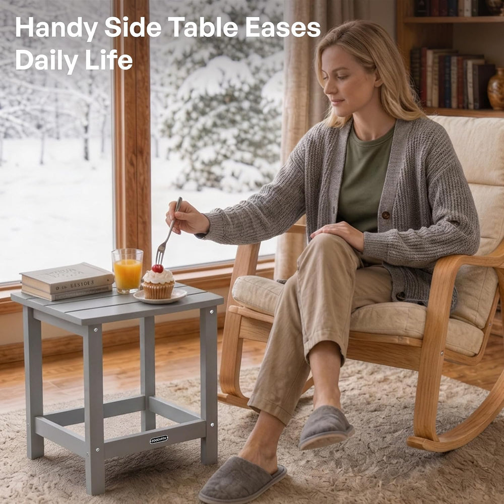Square Outdoor Side Table, Patio End Table for Adirondack Chair, Gray
