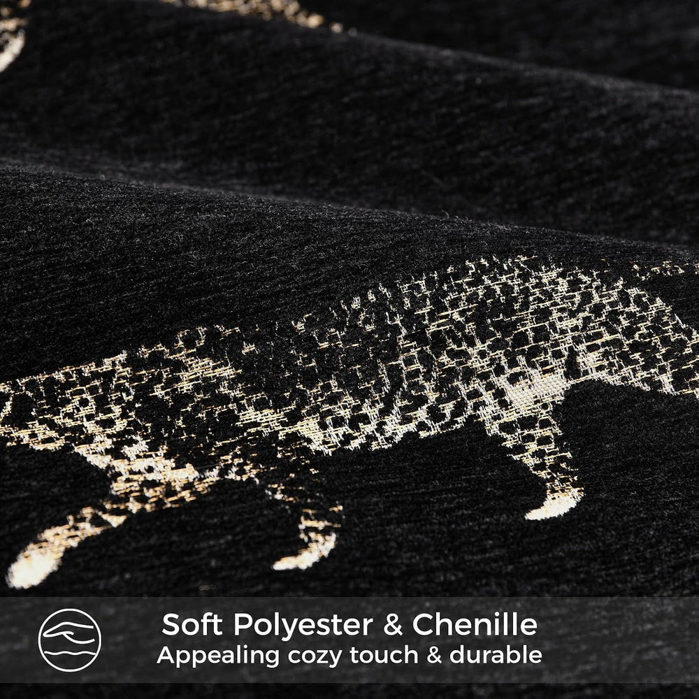 Decorative Lumbar Pillow Cover 14x36, Double Sided Cheetah Pattern Jacquard E...