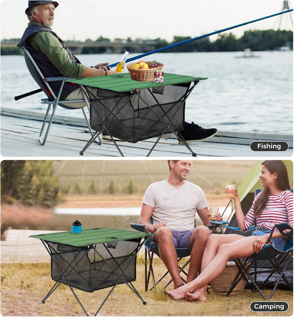 Lightweight Camping Table - Portable Folding Beach Side Table w/2 Cup Holders...