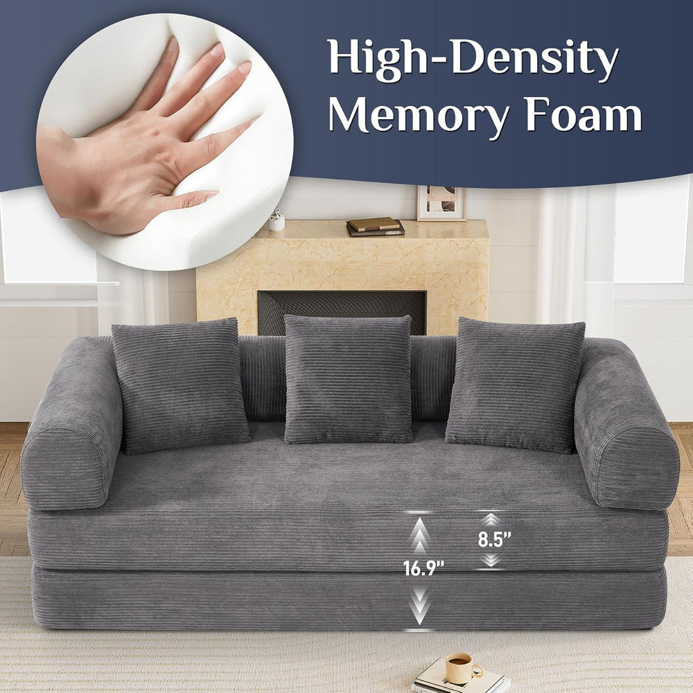 DAMAIFROM Convertible Sleeper Sofa Bed Floor Boneless Couch, Grey