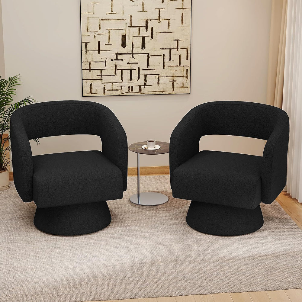 Nebuaegis Swivel Accent Chair Set of 2, Modern Comfy Teddy Barrel Chairs, Ove...