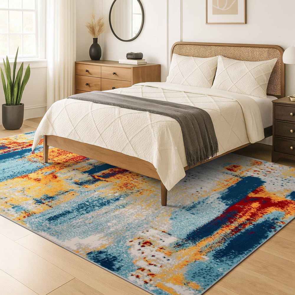 Rugshop Abstract Fade-Resistant Living Room Area Rug Multi 7'10" x 1...