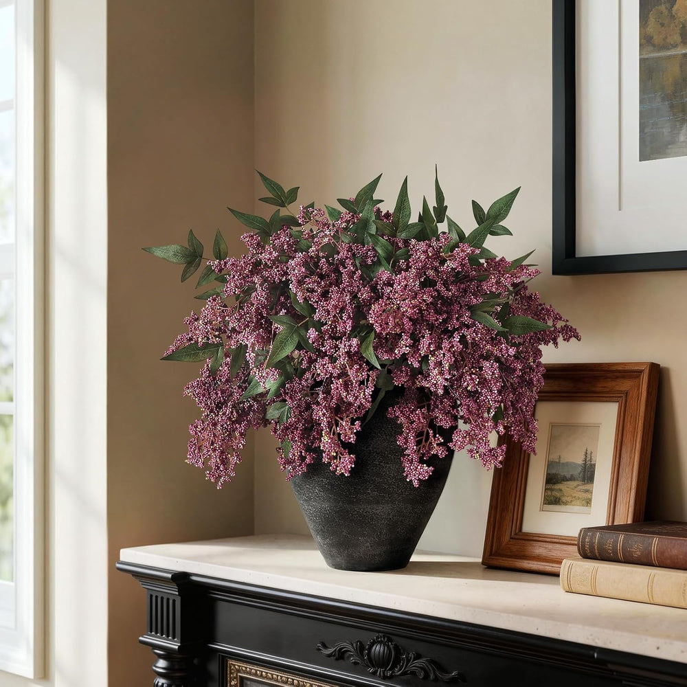 6Pcs 17"Lifelike Artificial Nandina Berry Stems for Vase Decor(Dusty Plum)