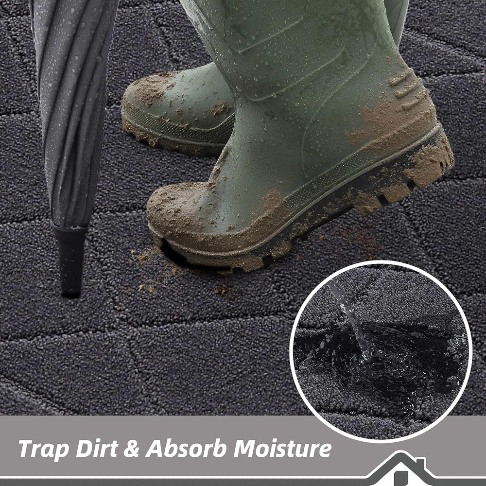 BEQHAUSE Dirt Trapper Door Mat 24" x 36", Doormat Non-Slip, Dark Grey