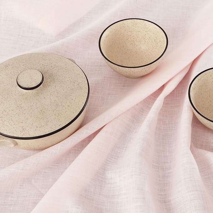 Solino Home Linen Pink Table Runner 60 Inches - Classic Hemstitch, 100% Pure ...