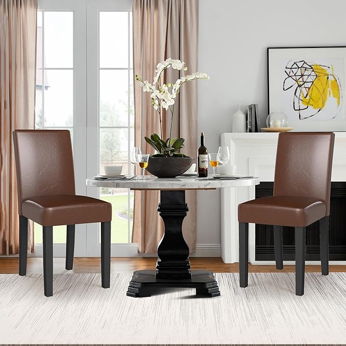 LSSPAID Dining Chairs Set of 2, Modern Stylish PU Leather Upholstered Parson ...