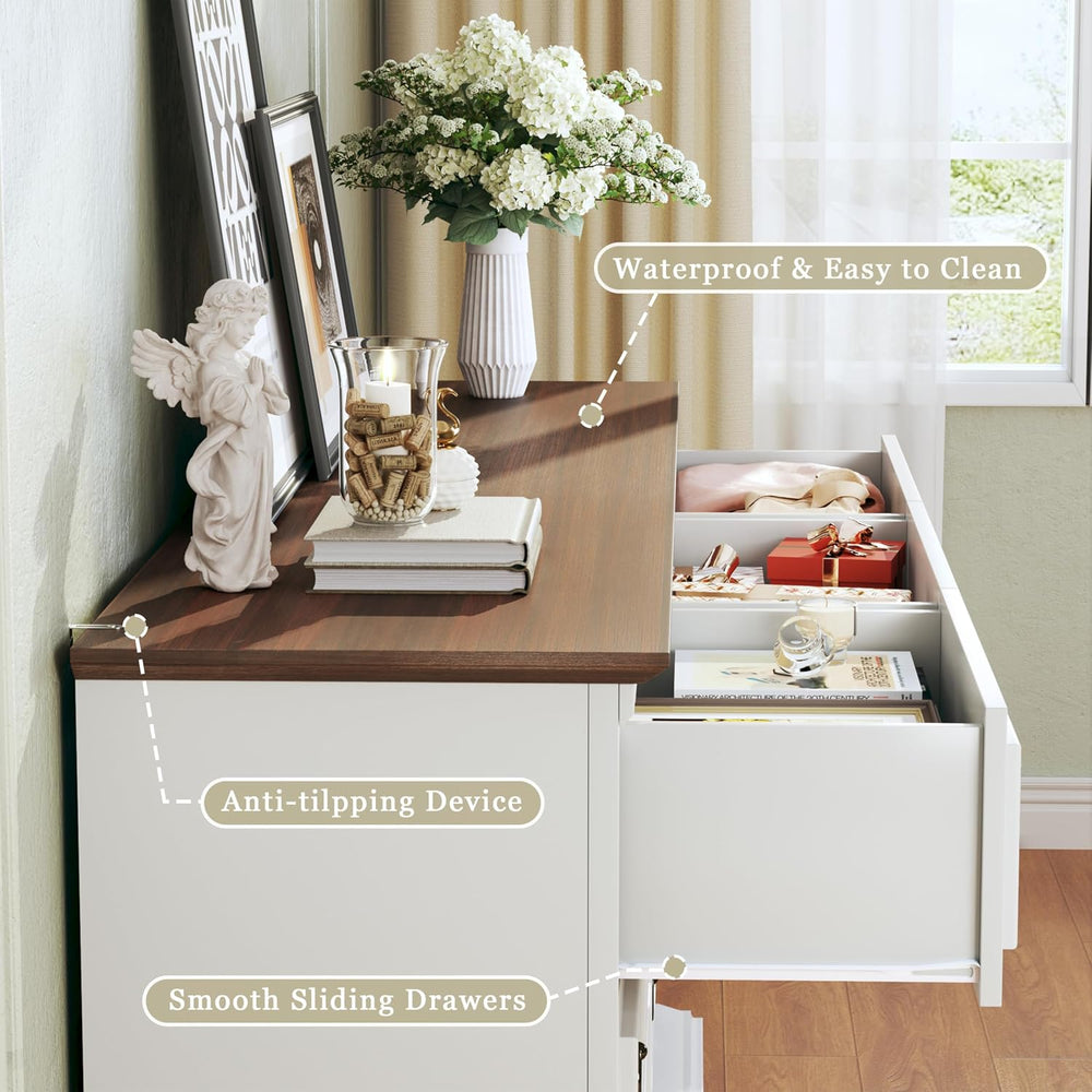 HUAHUU Farmhouse 9 Drawer Dresser for Bedroom, 60" Wide Chest of Drawers...