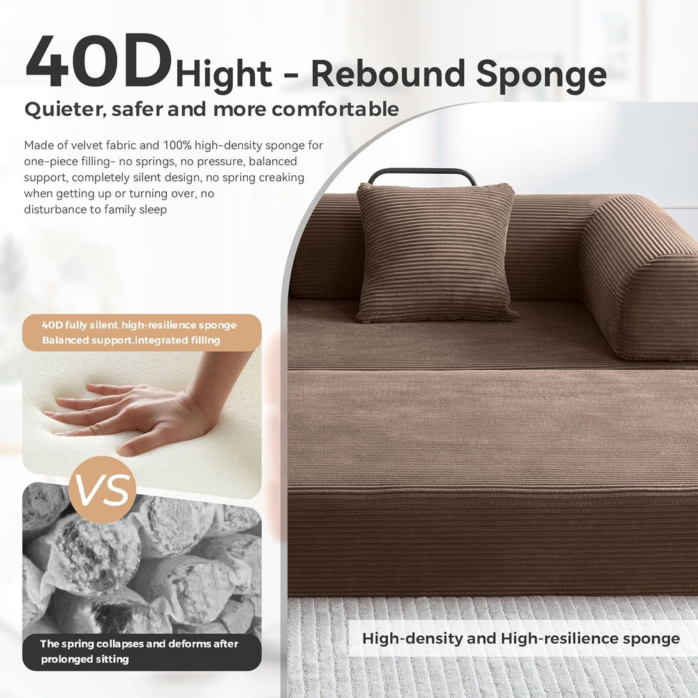 Convertible Modular Sleeper Sofa Bed, Mid Century Modern Decor Love Seat Memo...