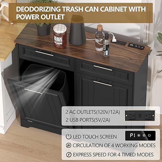 Double 10 Gallon Tilt Out Trash Can Cabinet