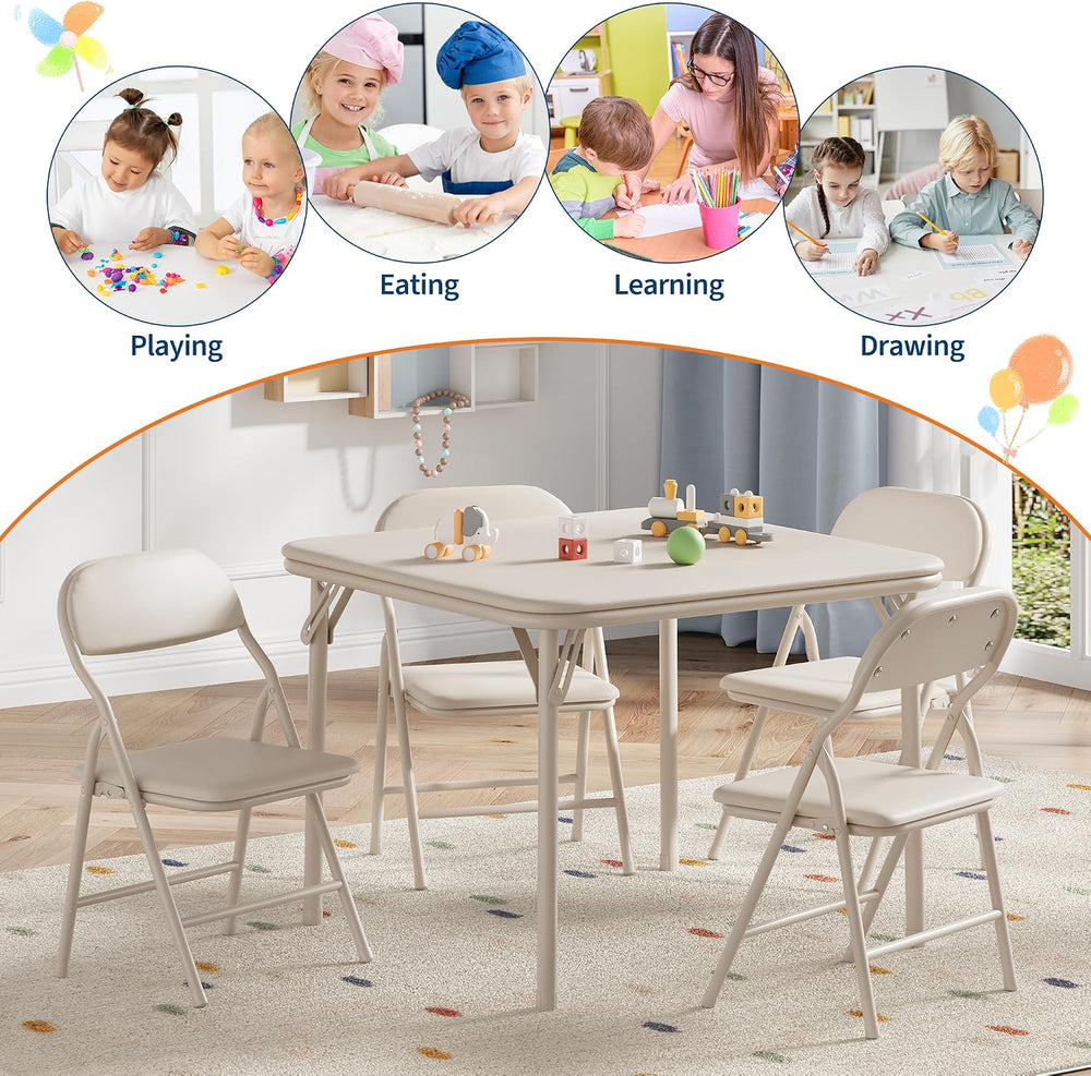 GAOMON 3 Piece Set Folding Table and Chairs Set, Boys and Girls Activity Tabl...