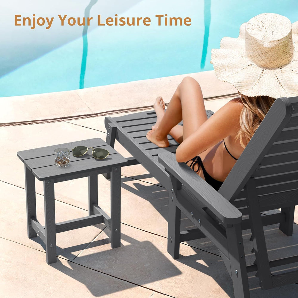 LUE BONA Outdoor Side Table, HDPS Small Outdoor Adirondack Side Tables, Outsi...