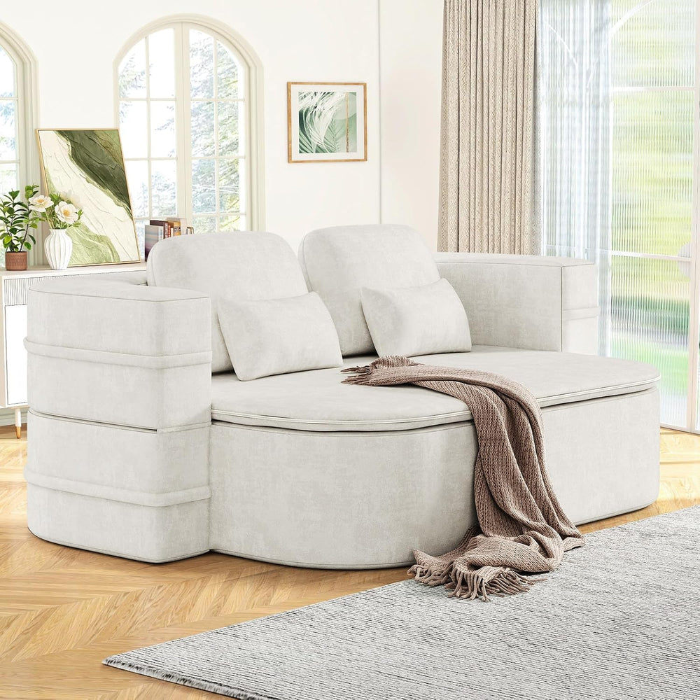 Antetek Convertible Sleeper Sofa, Modern Folding Futon Chenille Floor Foam Co...