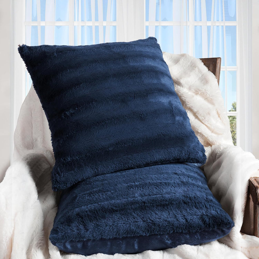 Cheer Collection Faux Fur Throw Pillows - Decorative Pillows for Couch, Bed T...