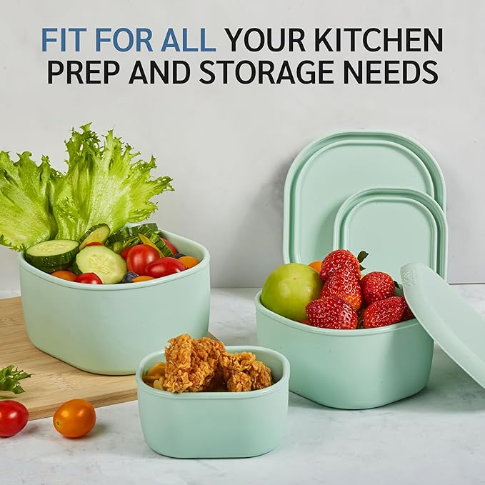 ISSEVE 12Pcs/Set Nesting Silicone Food Storage Containers