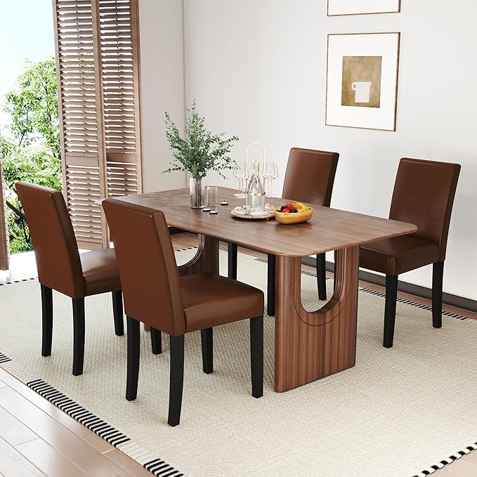 LSSPAID Dining Chairs Set of 2, Modern Stylish PU Leather Upholstered Parson ...