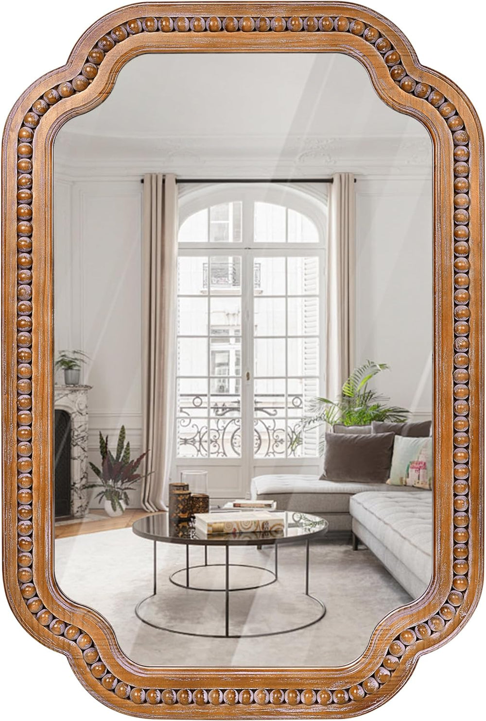 24x36 Inch Farmhouse Beaded Wall Mirror