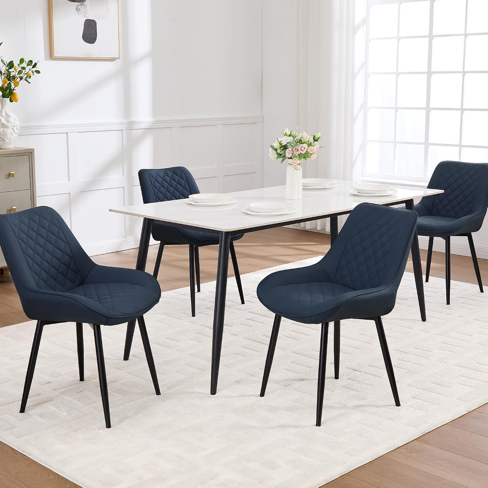 Dining Chair Set of 4, Modern Dining Chairs with Thick Cushions, Faux Leather...