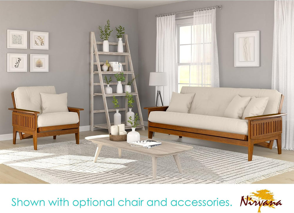 Eastridge Futon Set - Queen Size Frame with 8" Mattress Included, Twill ...
