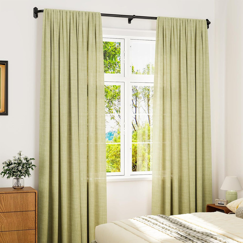 YaFex Curtain Rod 2 Pack 32-86 Inch, 1 Inch Heavy Duty Black Curtain Rods for...