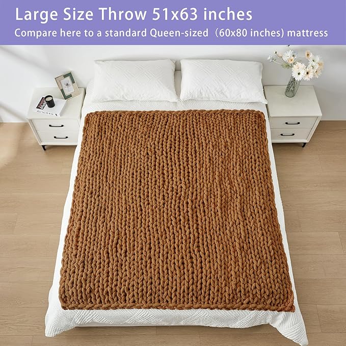 Bigacogo Chunky Knit Throw Blanket