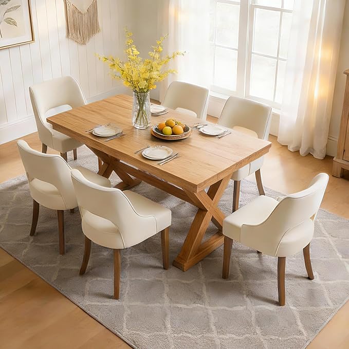 ClinQ Wooden Dining Chairs Set of 2, Modern Fabric Upholstered Kitchen Chairs...