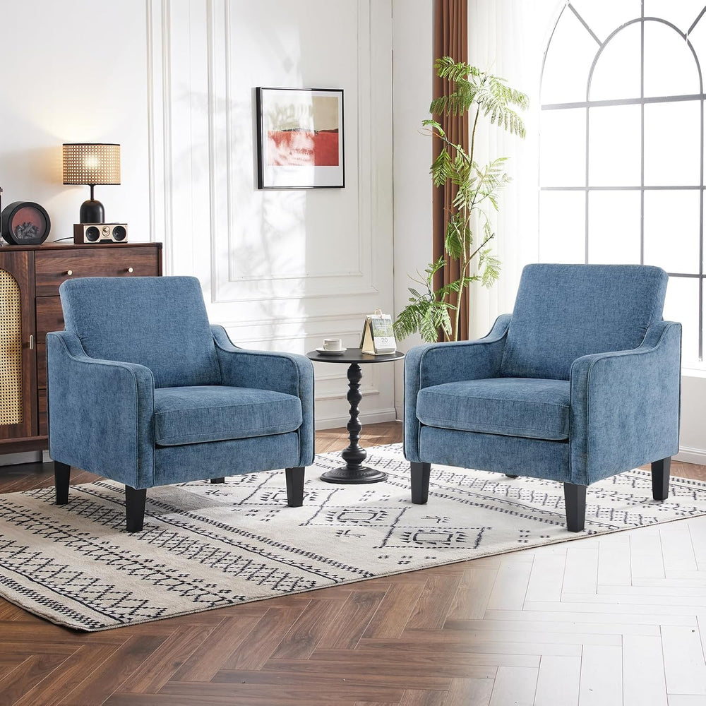 VINGLI Navy Blue Accent Chair Chenille Upholstered Armchair for Living Room