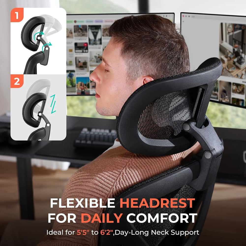 Ergonomic Mesh Office Chair, Adjustable Lumbar High Back Desk Chair 400lbs, 4...
