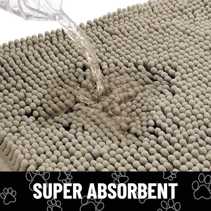 Smiry Dog Door Mat for Muddy Paws, Absorbent Dirt Trapper Non Slip Quick Dry