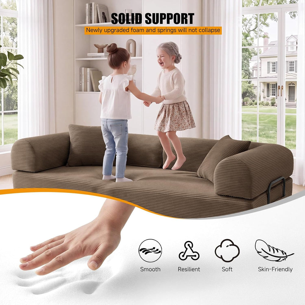 79" Convertible Sofa Bed Set, 4 in 1 Boneless Couch for Living Room
