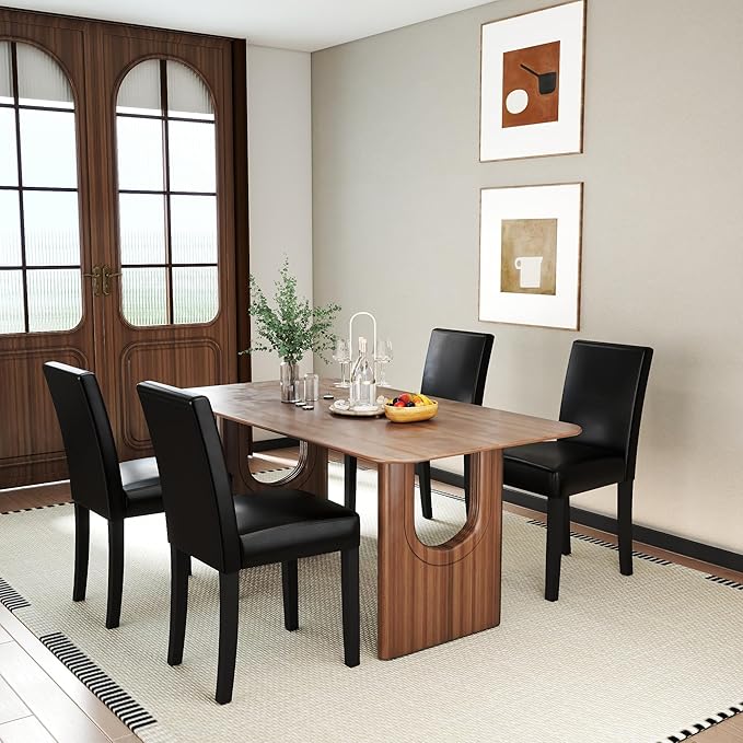 LSSPAID Dining Chairs Set of 6, Modern Stylish PU Leather Upholstered Parson ...