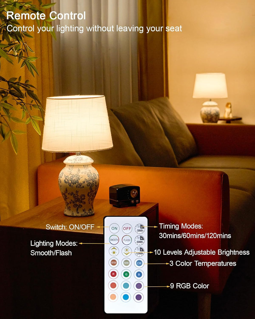 13.6" Cordless Ceramic Table Lamp Rechargeable Battery Operated