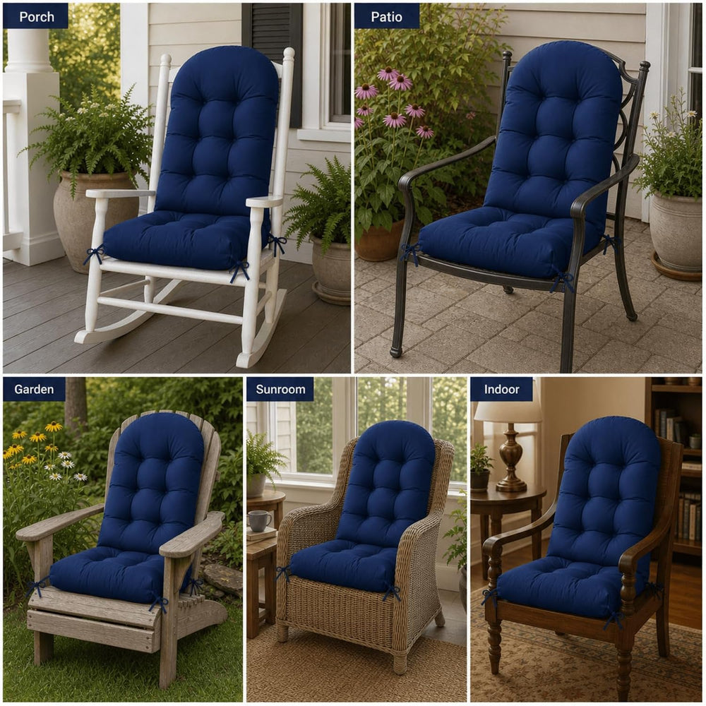 Rocking Chair Cushions Set of 2, Outdoor Thick Adirondack Chair Cushions, Hig...