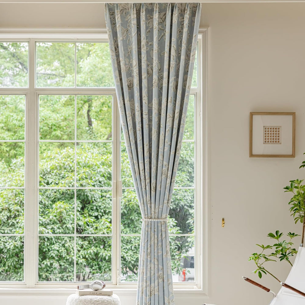 VisionaryHomeDesign Pinch Pleat Floral Linen Curtains, Memory Trained, Flower...