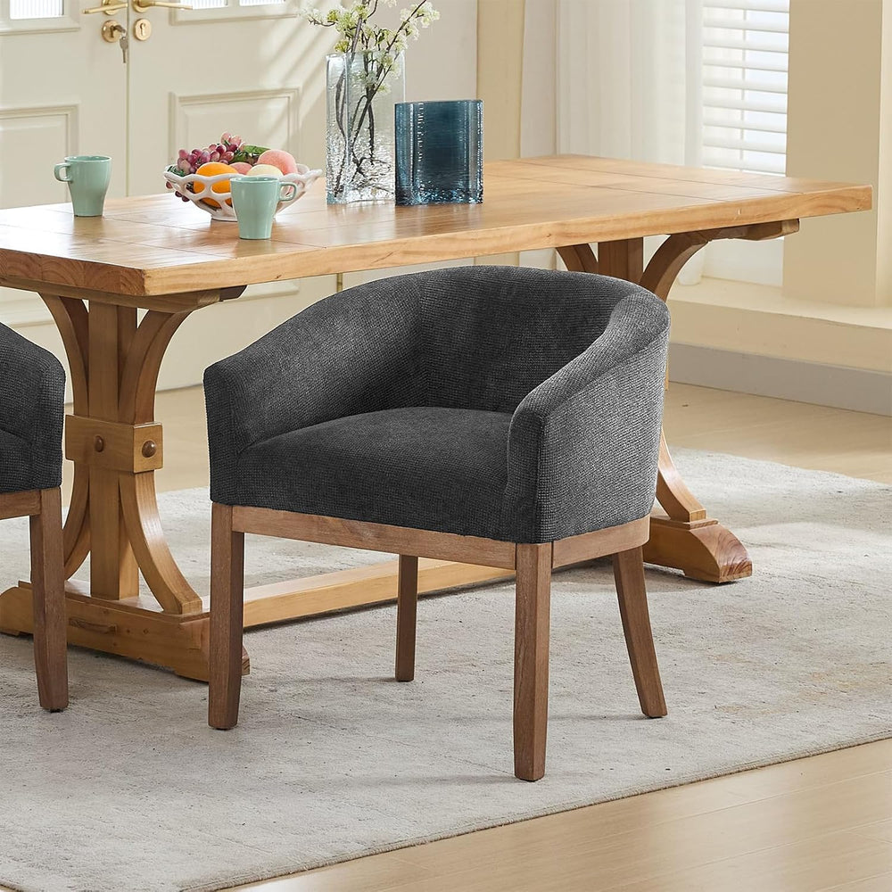 SoarFlash Modern Upholstered Barrel Dining Chairs with Arms, Natural Hardwood...