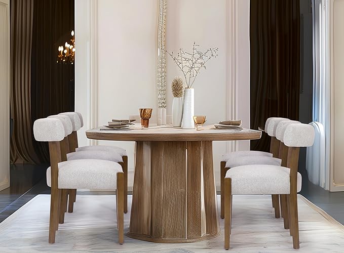Modern Dining Chairs Set of 2, Walnut Upholstered Kitchen & Dining Room C...