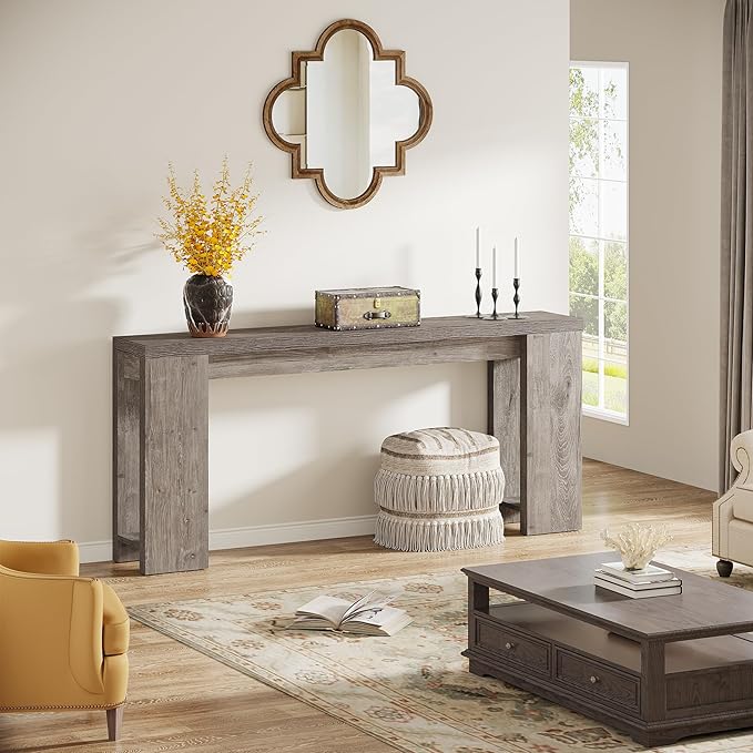 Tribesigns 70.9-Inch Extra Long Console Table, Farmhouse Wood Sofa Table Behi...