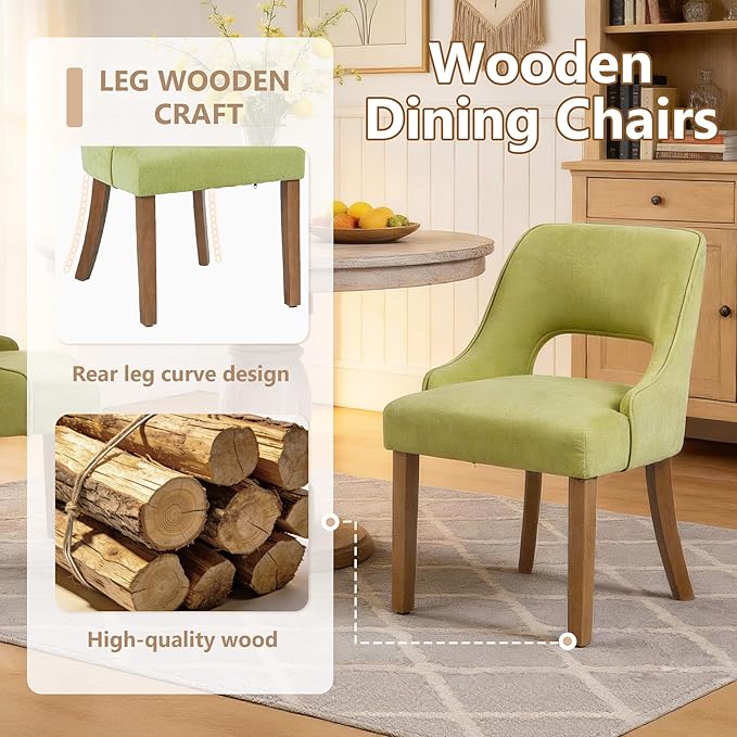 ClinQ Wooden Dining Chairs Set of 2, Modern Fabric Upholstered Kitchen Chairs...