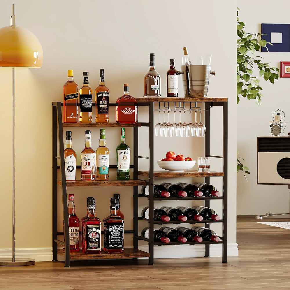 Homeiju Liquor Cabinet Bar for Home Bar, 3 Tier Wine Rack Freestanding Floor ...