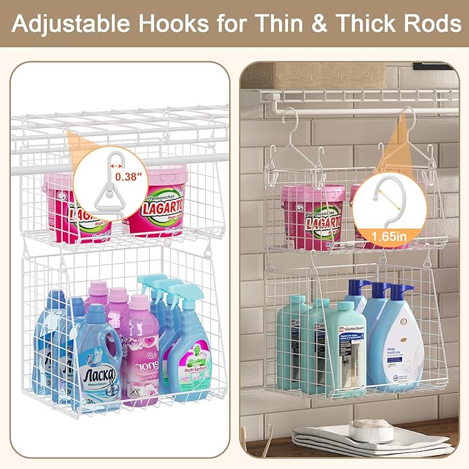 Sonyabecca 5-Tier Hanging Laundry Basket Organizer: Foldable Wire Shelf Basket